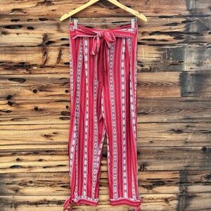 SHEIN | Red Striped Aztec Tribal Pants L